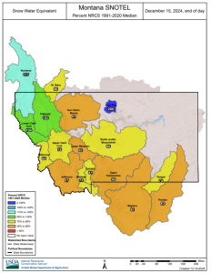 December 2024 Montana snowpack